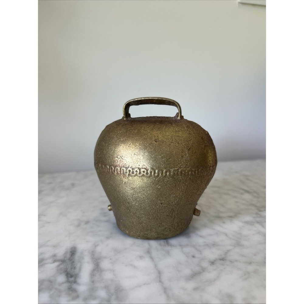 Vintage 5" Brass Austrian Cow Bell Hand Forged With Lovely Sound
